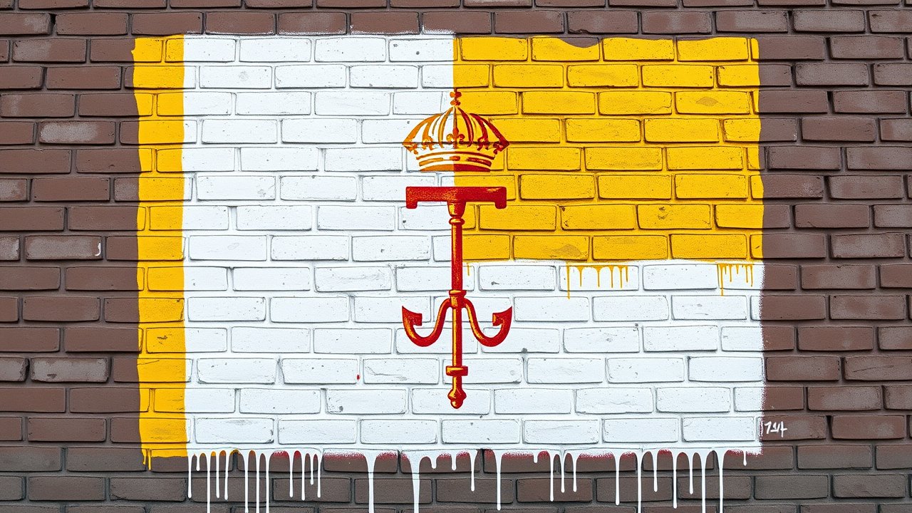 Flag of Vatican City 🇻🇦 in street art / graffiti style