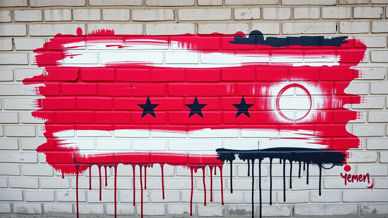 Flag of Yemen 🇾🇪 in street art / graffiti style
