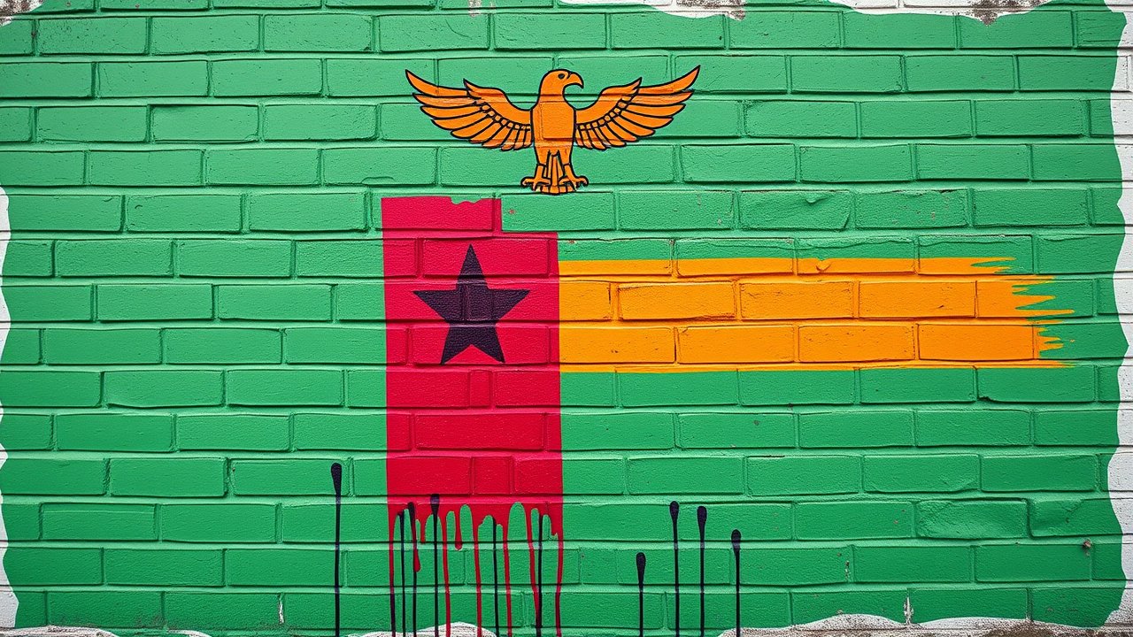 Flag of Zambia 🇿🇲 in street art / graffiti style