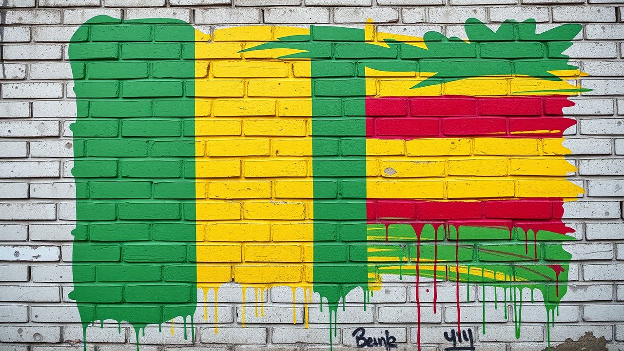 Flag of Benin 🇧🇯 in street art / graffiti style