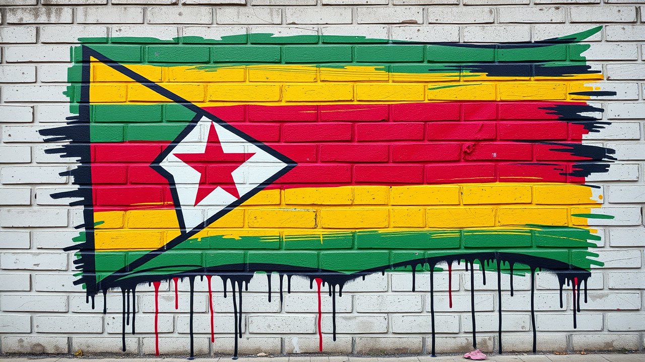 Flag of Zimbabwe 🇿🇼 in street art / graffiti style