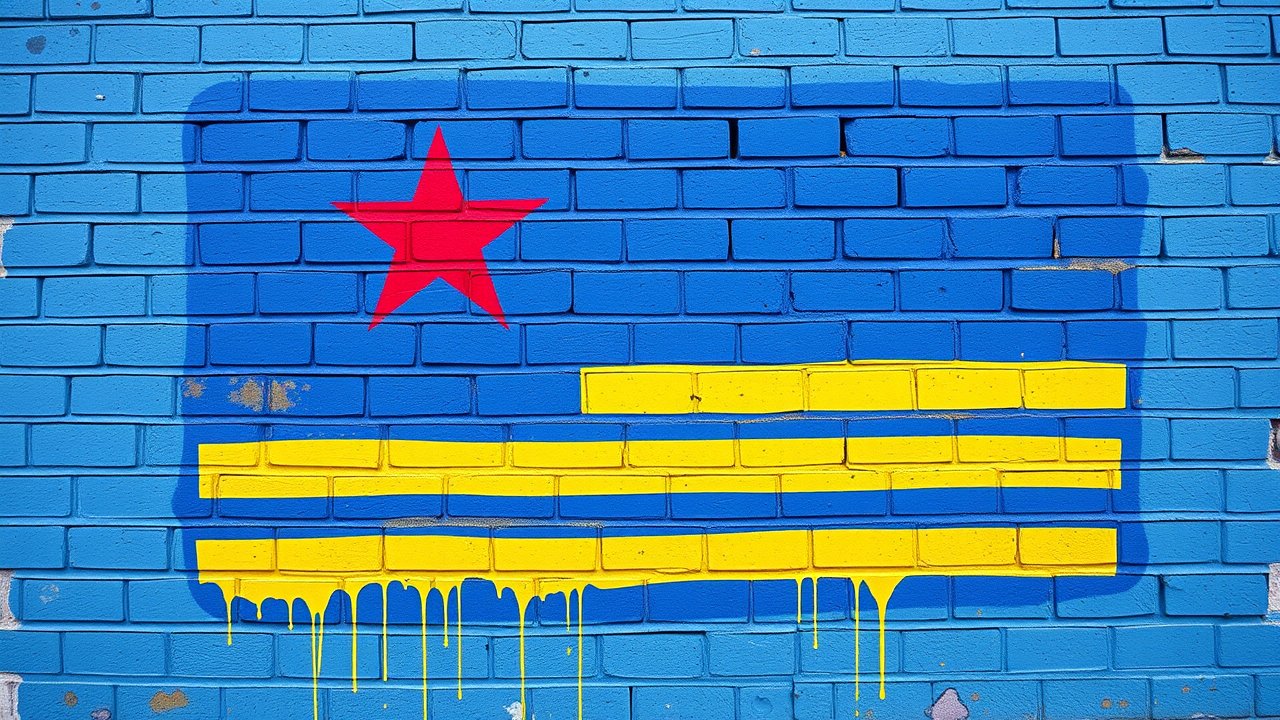 Flag of Aruba 🇦🇼 in street art / graffiti style
