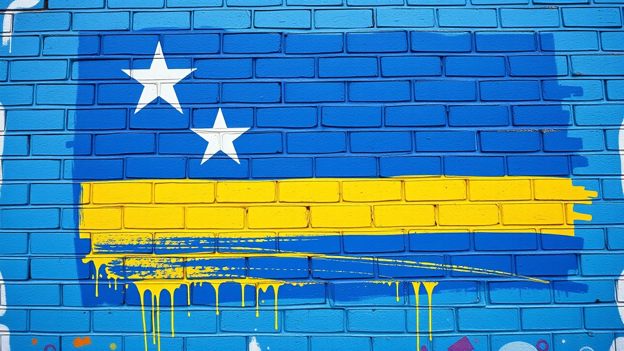 Flag of Curaçao 🇨🇼 in street art / graffiti style