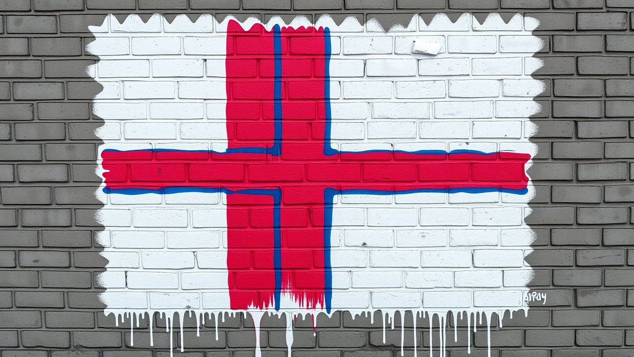 Flag of Faroe Islands 🇫🇴 in street art / graffiti style