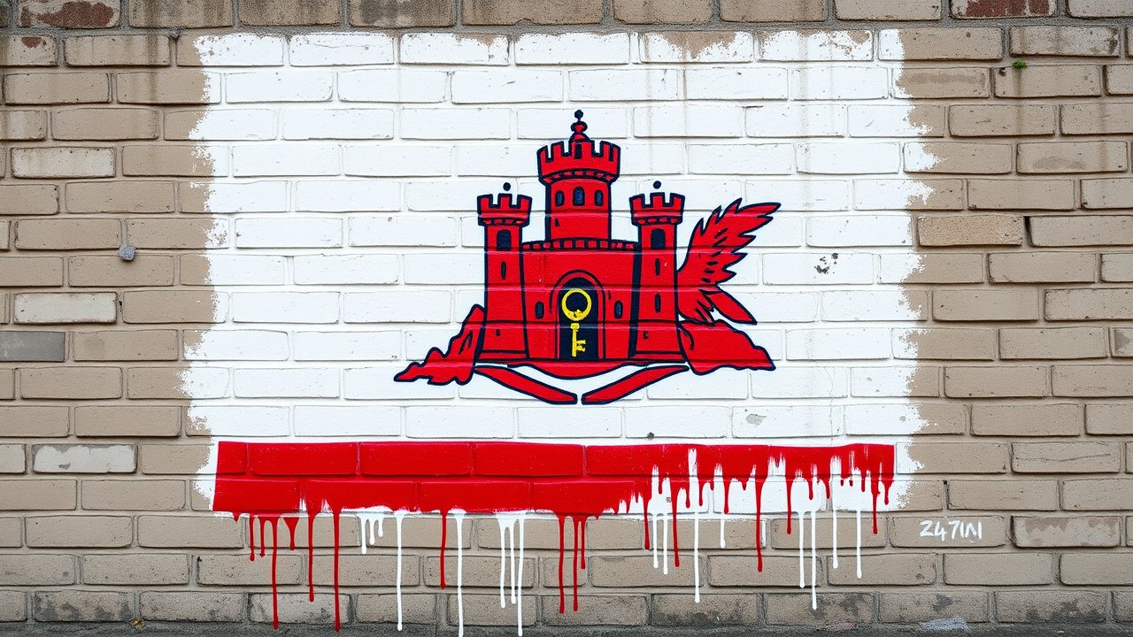 Flag of Gibraltar 🇬🇮 in street art / graffiti style
