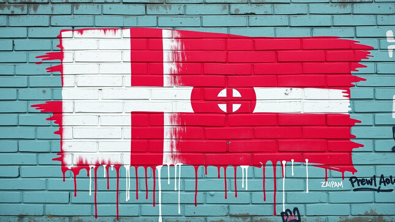 Flag of Greenland 🇬🇱 in street art / graffiti style
