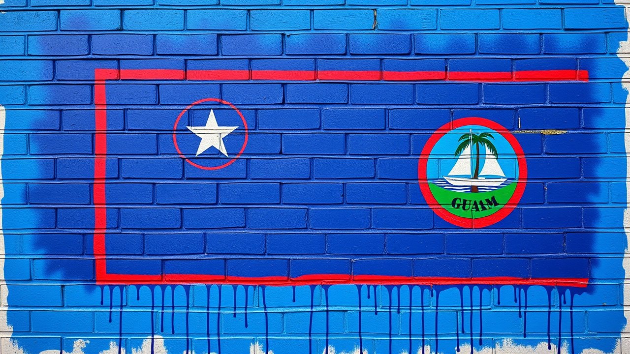 Flag of Guam 🇬🇺 in street art / graffiti style