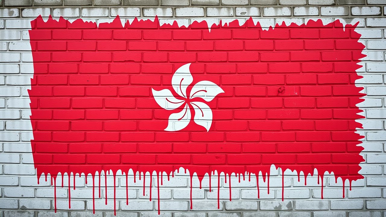 Flag of Hong Kong 🇭🇰 in street art / graffiti style