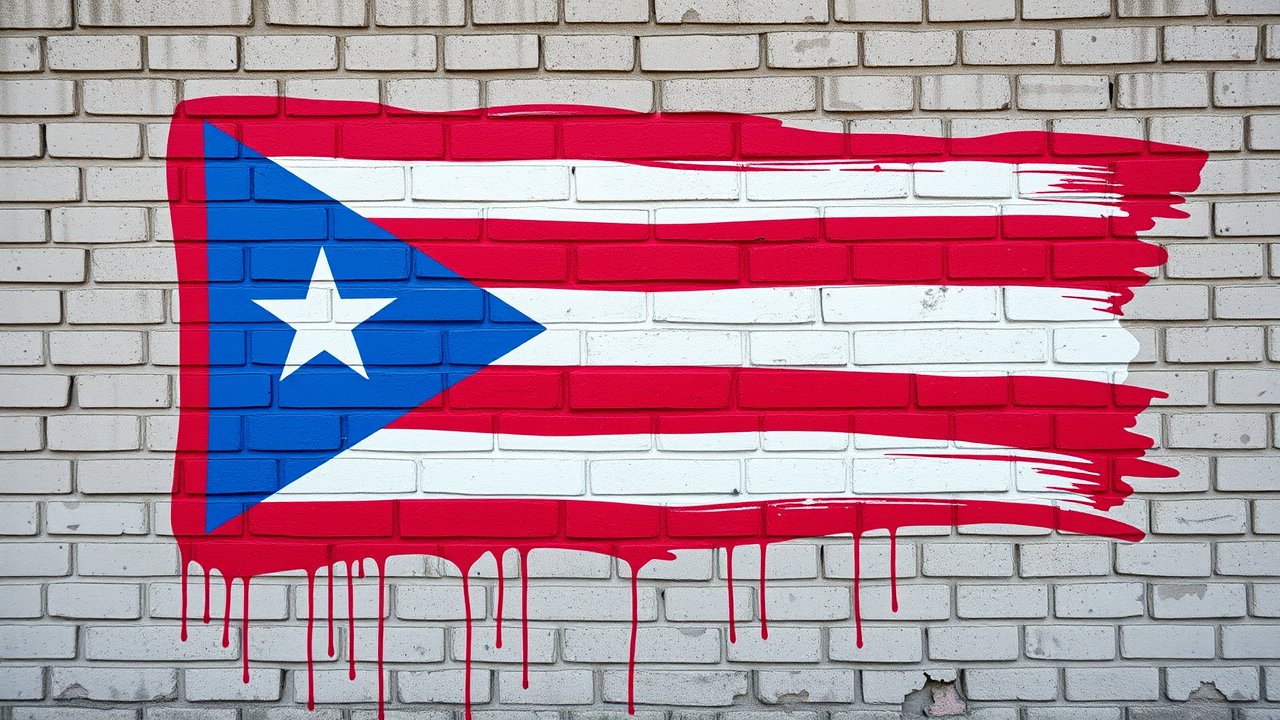 Flag of Puerto Rico 🇵🇷 in street art / graffiti style