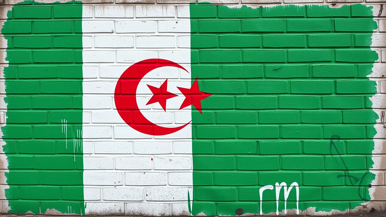 Flag of Algeria 🇩🇿 in street art / graffiti style