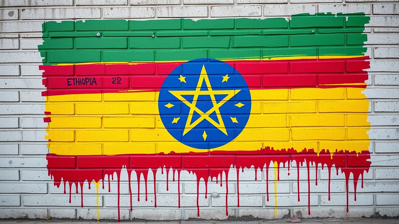Flag of Ethiopia 🇪🇹 in street art / graffiti style