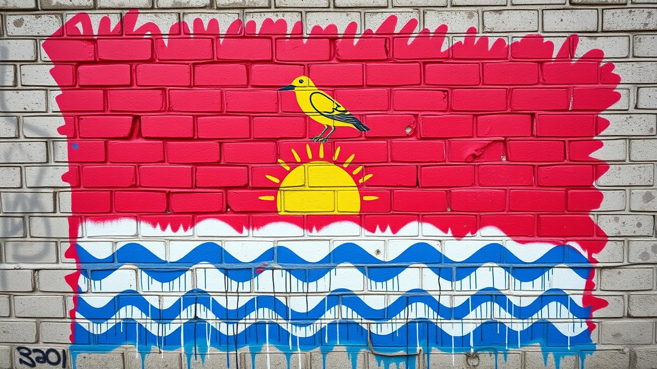 Flag of Kiribati 🇰🇮 in street art / graffiti style