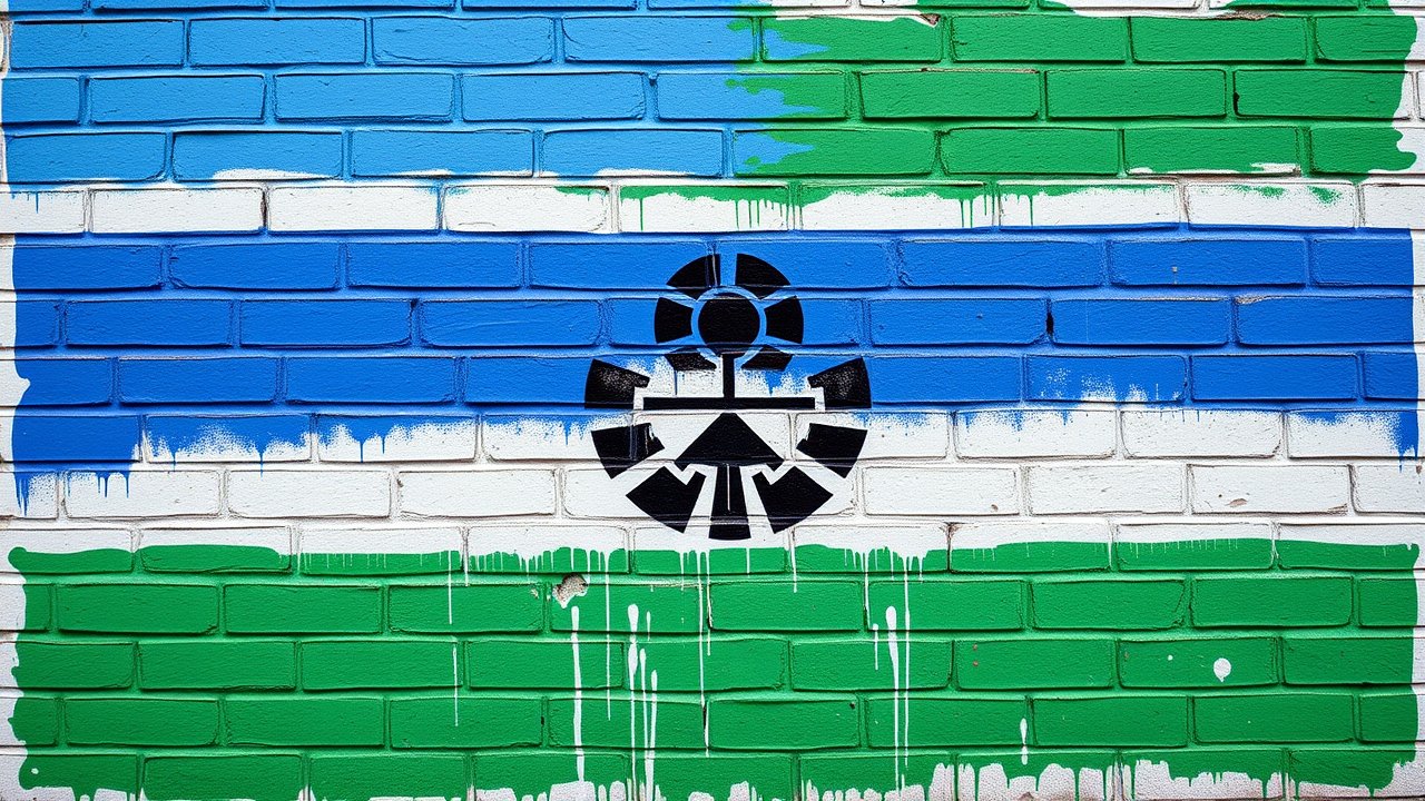 Flag of Lesotho 🇱🇸 in street art / graffiti style