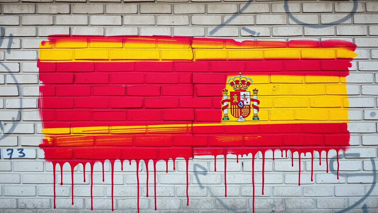 Flag of Spain 🇪🇸 in street art / graffiti style