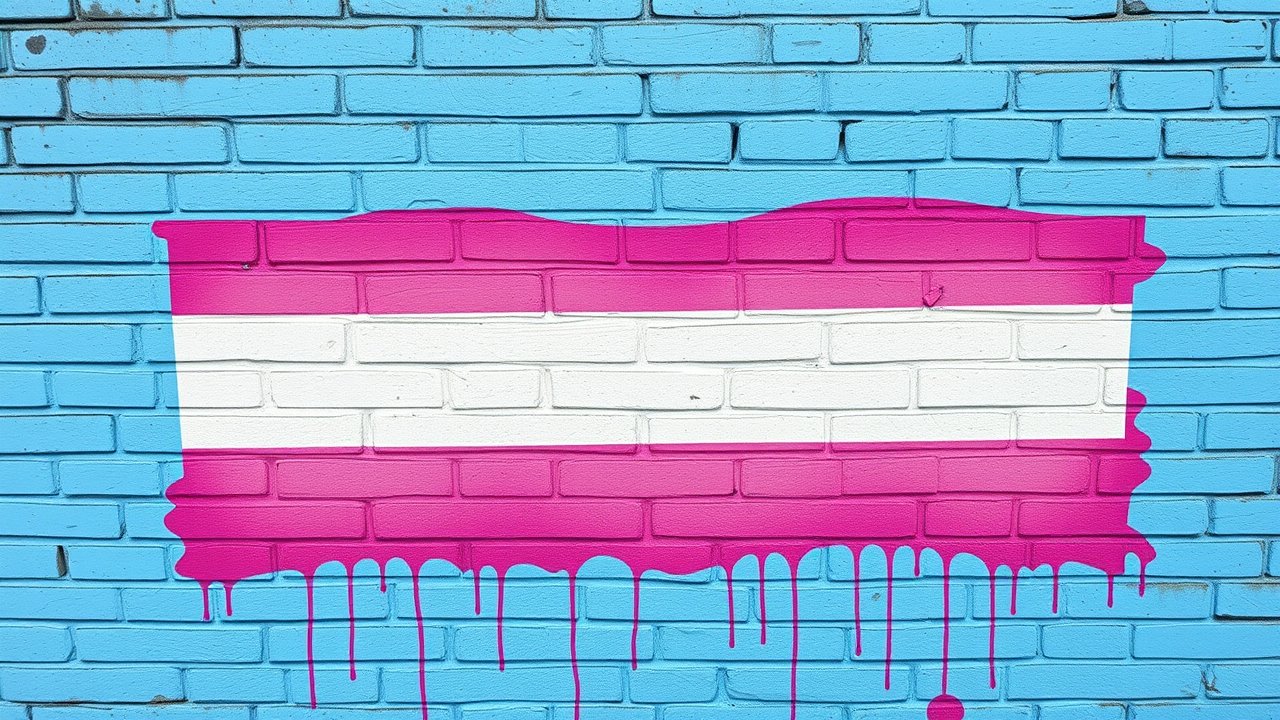 Flag of Transgender (trans) 🏳️‍⚧️ in street art / graffiti style