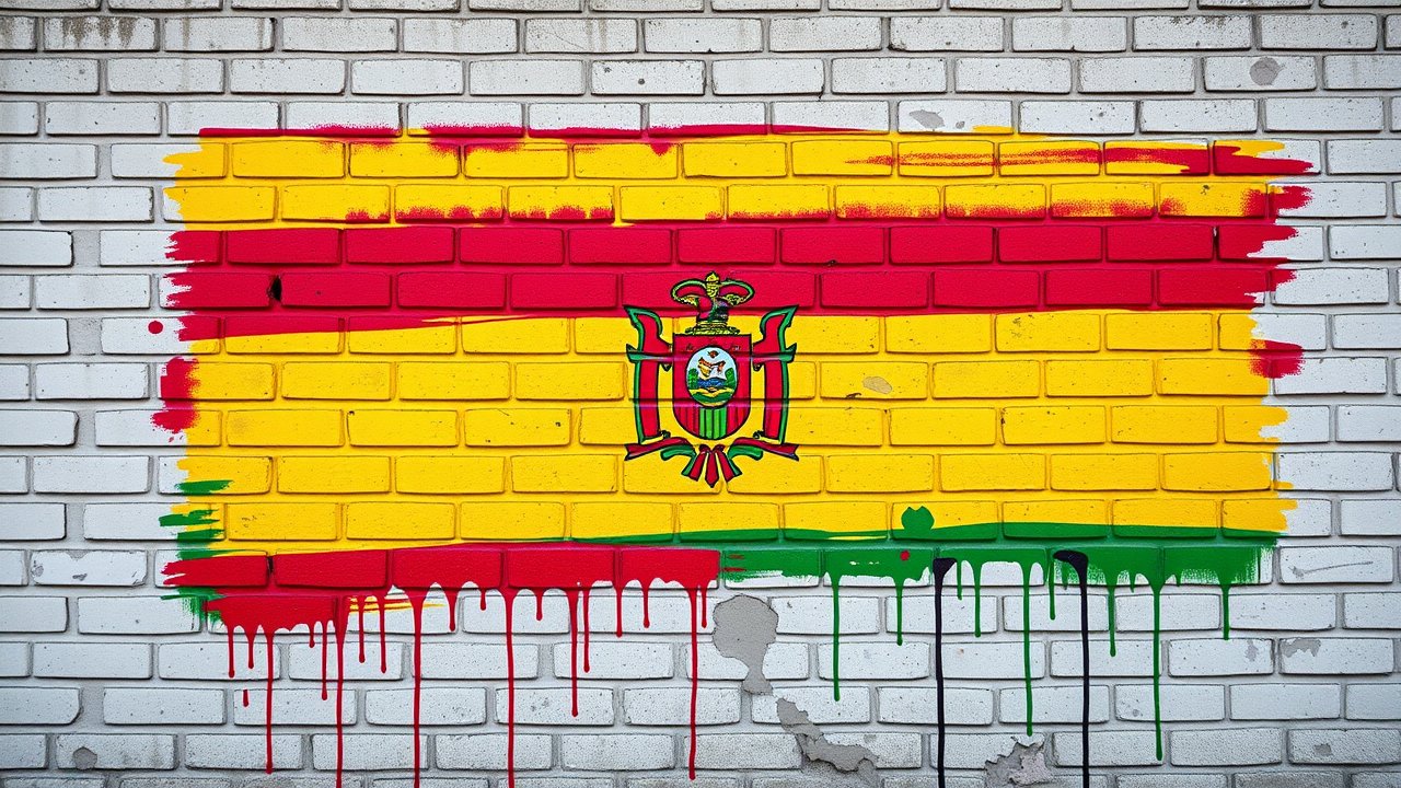 Flag of Bolivia 🇧🇴 in street art / graffiti style