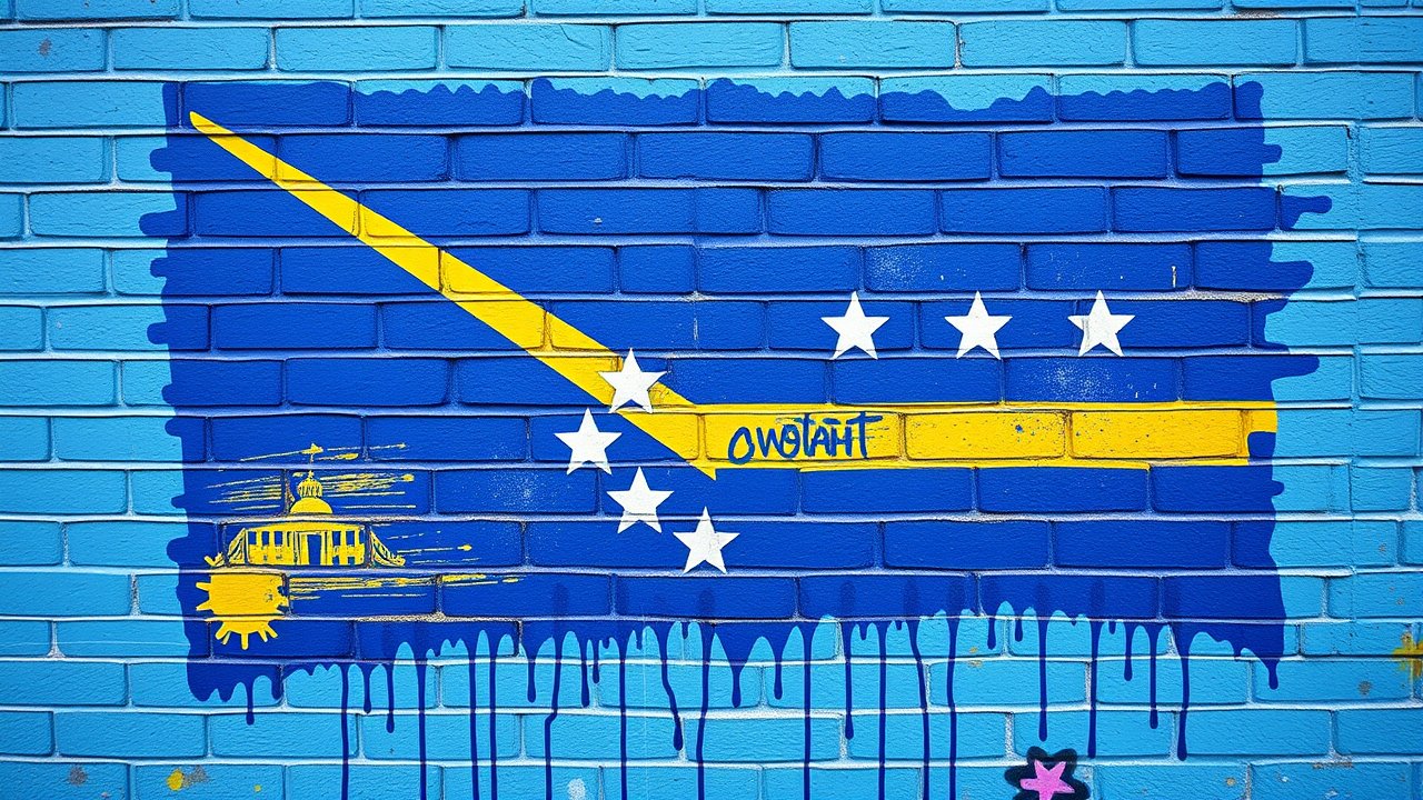 Flag of Bosnia and Herzegovina 🇧🇦 in street art / graffiti style