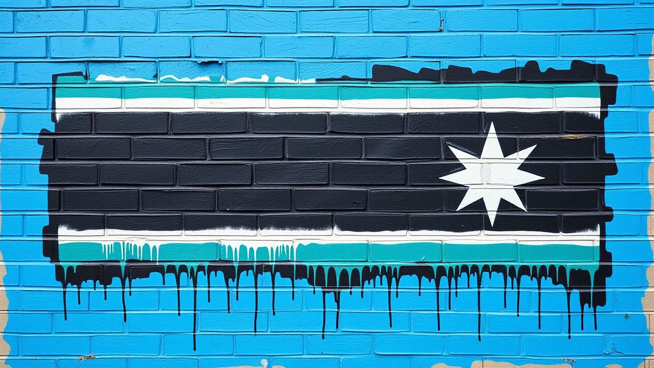 Flag of Botswana 🇧🇼 in street art / graffiti style
