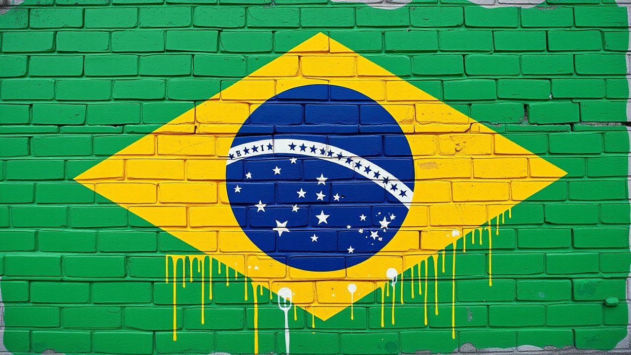 Flag of Brazil 🇧🇷 in street art / graffiti style