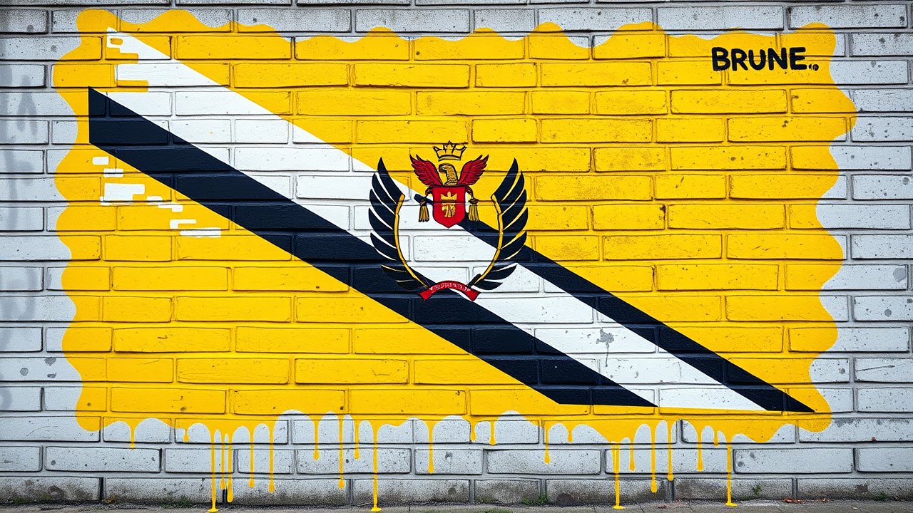 Flag of Brunei 🇧🇳 in street art / graffiti style