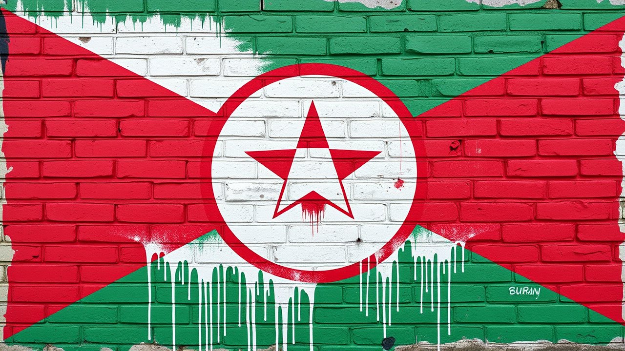 Flag of Burundi 🇧🇮 in street art / graffiti style