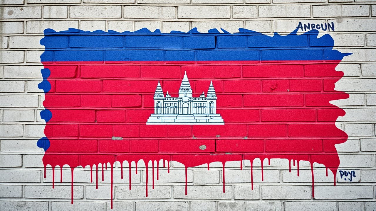 Flag of Cambodia 🇰🇠in street art / graffiti style