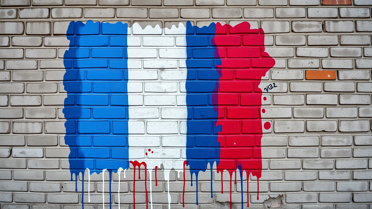 Flag of France in street art / graffiti style
