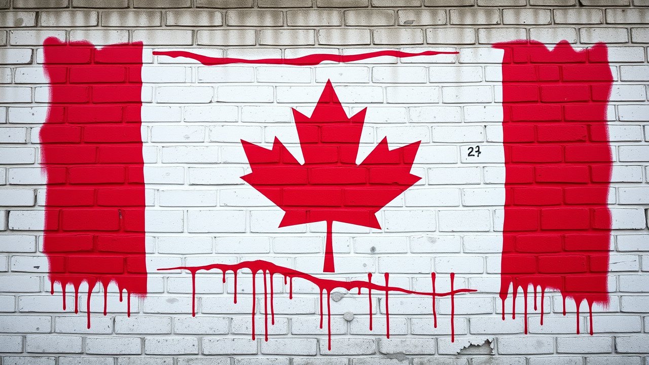 Flag of Canada 🇨🇦 in street art / graffiti style