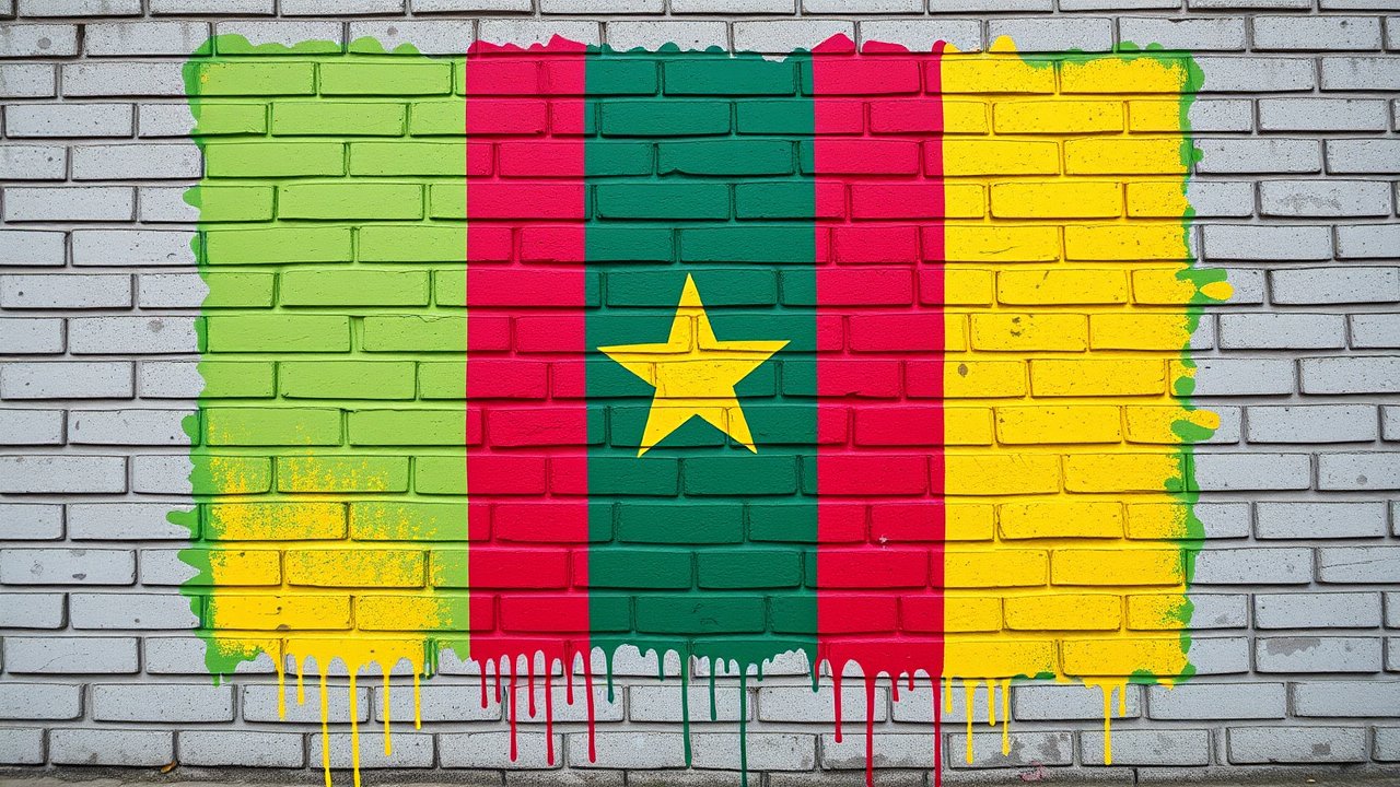 Flag of Cameroon 🇨🇲 in street art / graffiti style