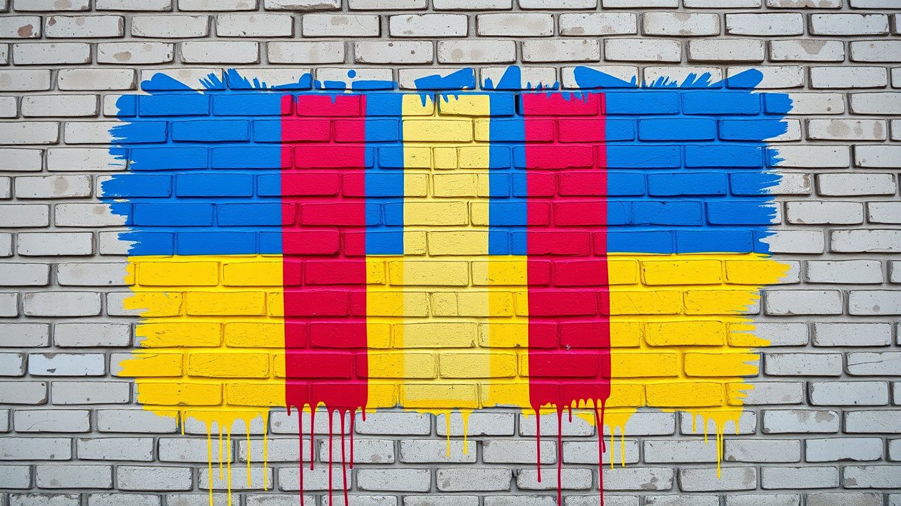 Flag of Chad 🇹🇩 in street art / graffiti style