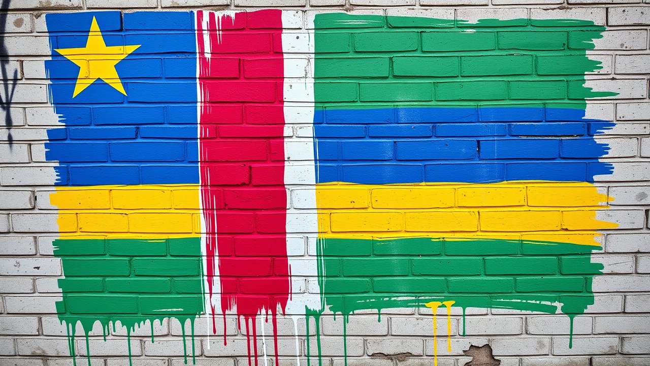 Flag of Central African Republic 🇨🇫 in street art / graffiti style