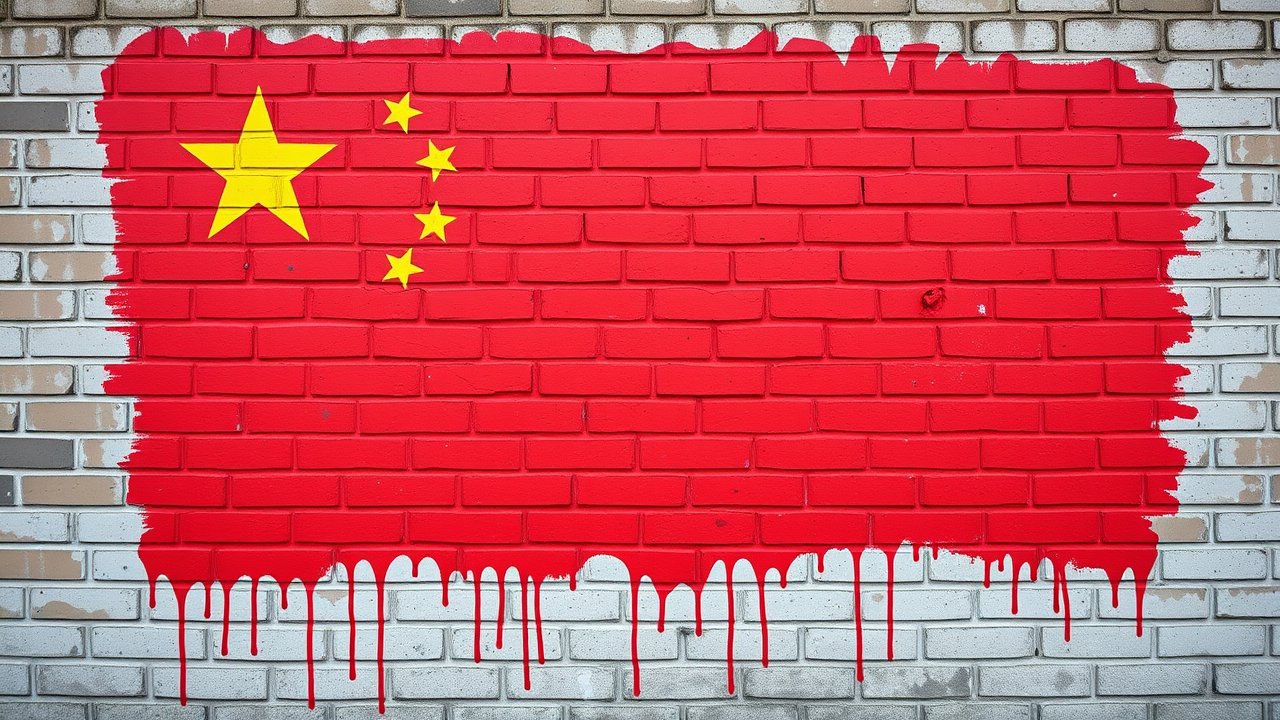 Flag of China 🇨🇳 in street art / graffiti style