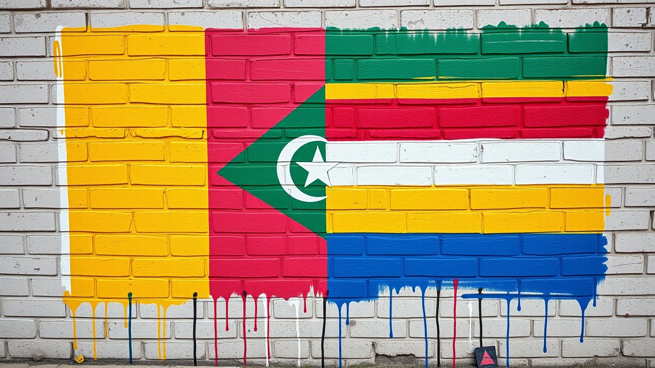 Flag of Comoros 🇰🇲 in street art / graffiti style