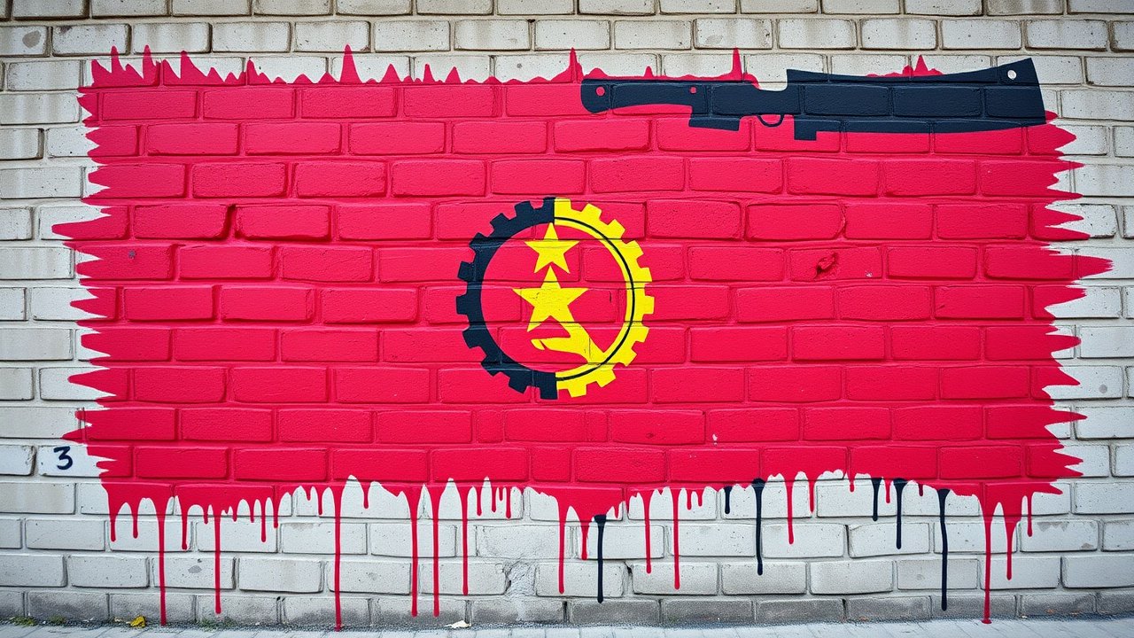 Flag of Angola 🇦🇴 in street art / graffiti style