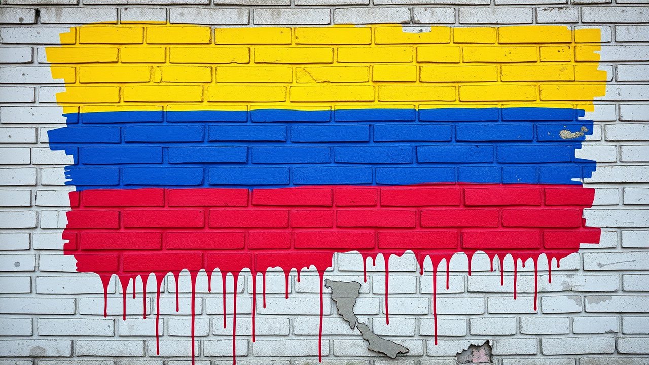 Flag of Colombia 🇨🇴 in street art / graffiti style