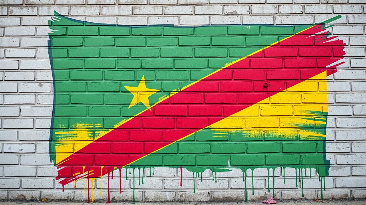 Flag of Congo 🇨🇬 in street art / graffiti style