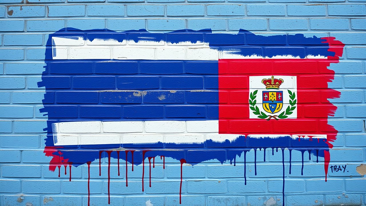 Flag of Costa Rica 🇨🇷 in street art / graffiti style