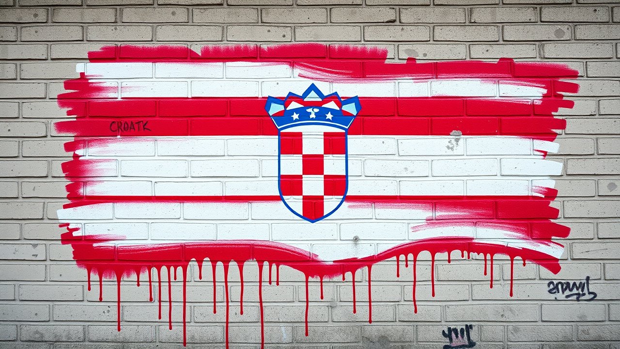 Flag of Croatia 🇭🇷 in street art / graffiti style