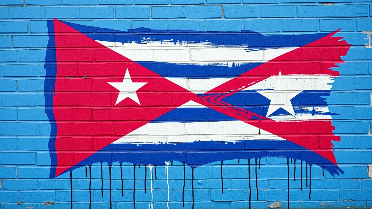 Flag of Cuba 🇨🇺 in street art / graffiti style