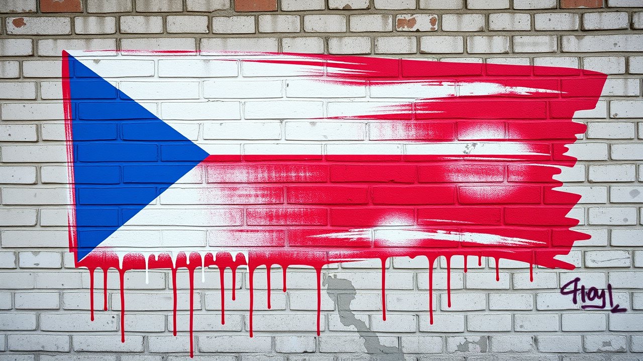 Flag of Czech Republic 🇨🇿 in street art / graffiti style