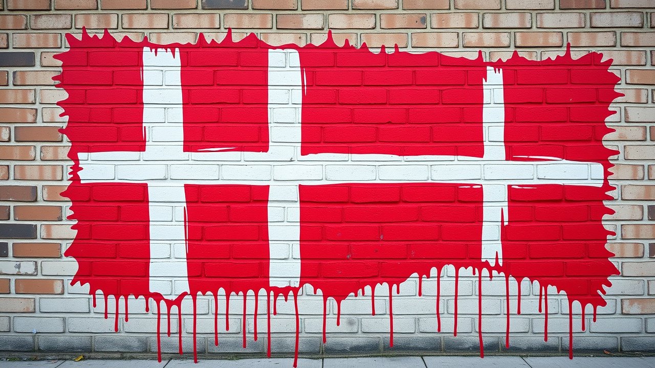 Flag of Denmark 🇩🇰 in street art / graffiti style