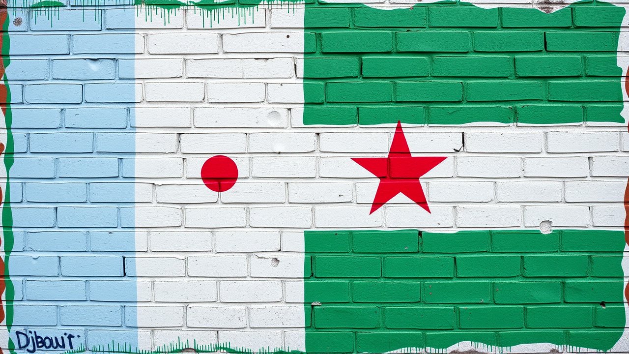 Flag of Djibouti 🇩🇯 in street art / graffiti style