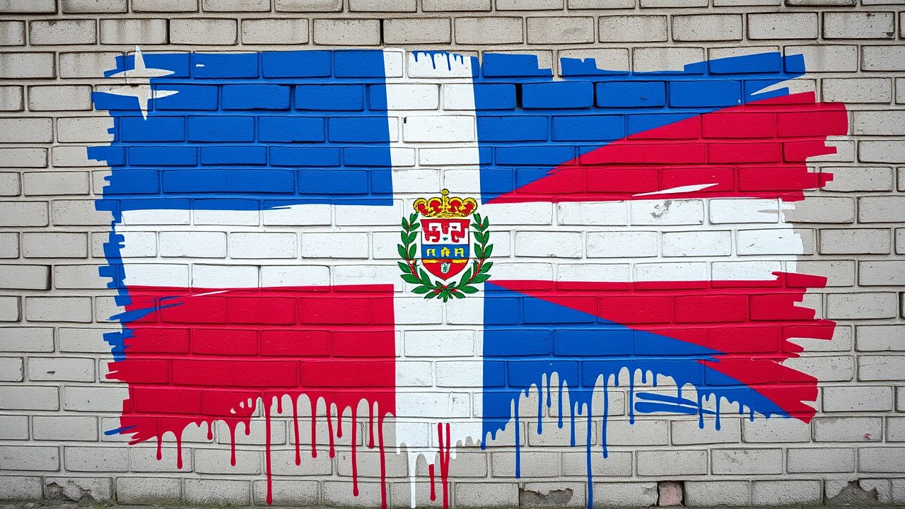 Flag of Dominican Republic 🇩🇴 in street art / graffiti style