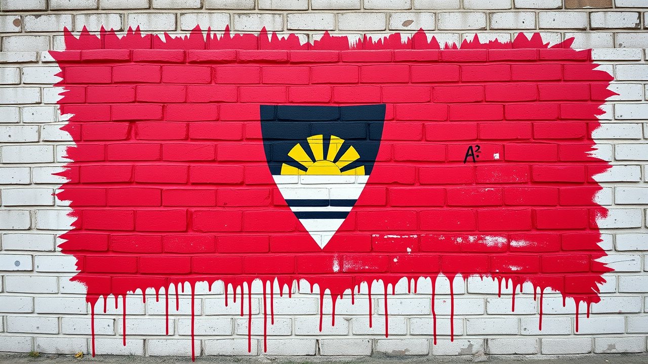 Flag of Antigua and Barbuda 🇦🇬 in street art / graffiti style