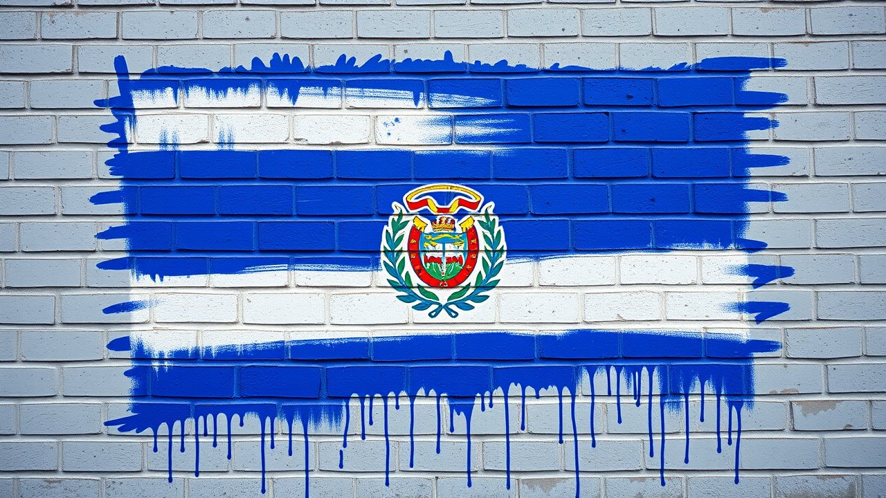 Flag of El Salvador 🇸🇻 in street art / graffiti style
