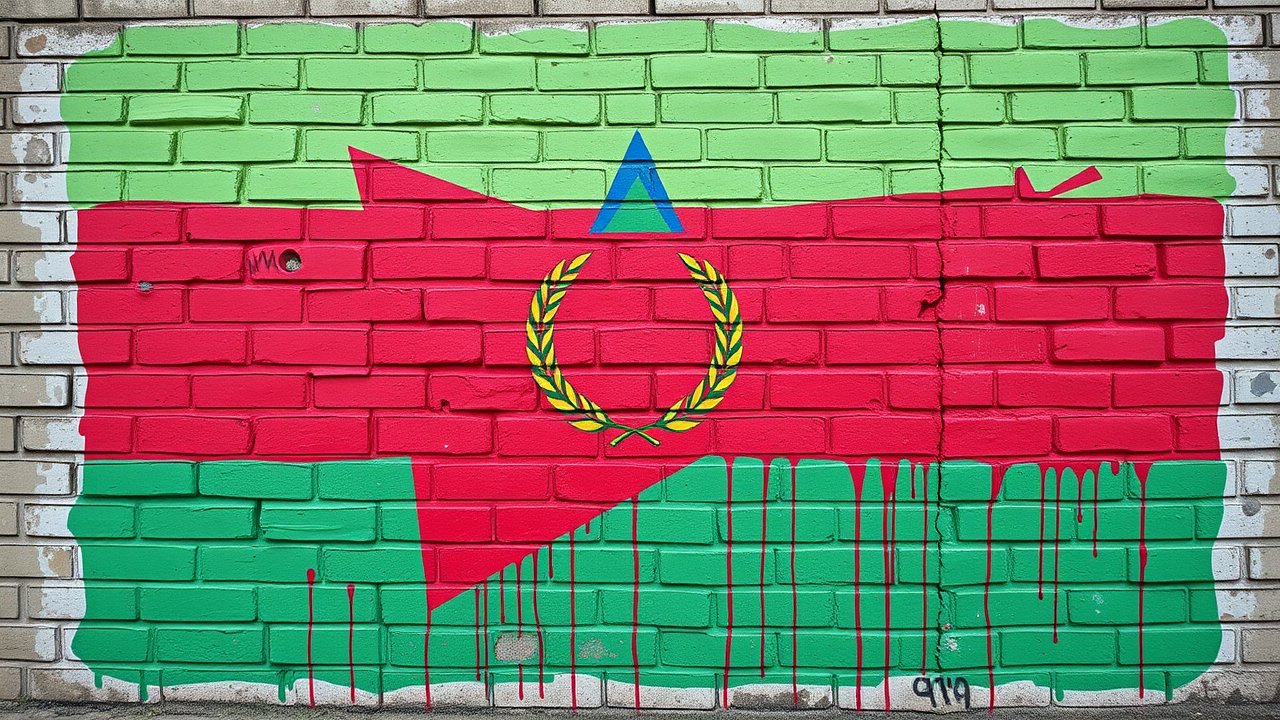 Flag of Eritrea 🇪🇷 in street art / graffiti style
