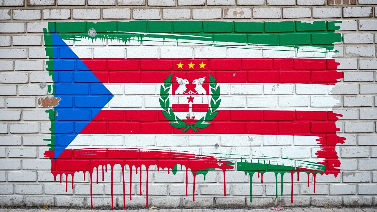 Flag of Equatorial Guinea 🇬🇶 in street art / graffiti style