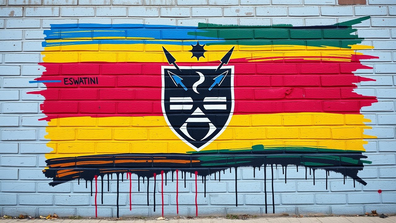 Flag of Eswatini 🇸🇿 in street art / graffiti style
