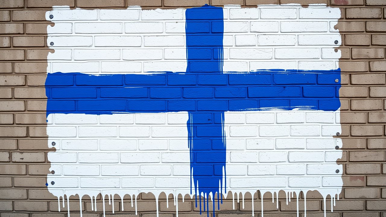 Flag of Finland 🇫🇮 in street art / graffiti style