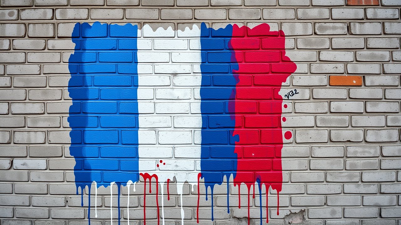 Flag of France 🇫🇷 in street art / graffiti style